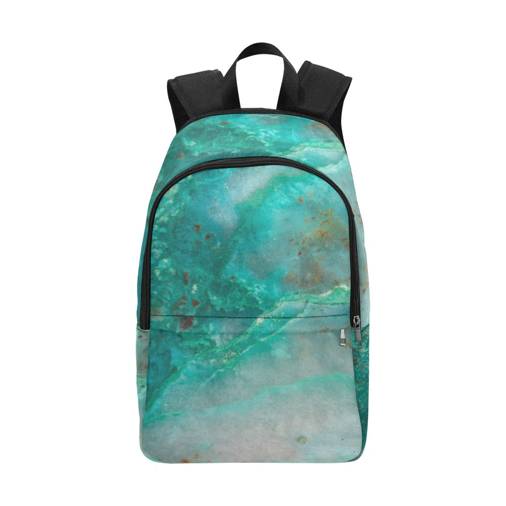 Quantum Quattro crystal art fabric backpack – crystal print detail, multi-stone healing energy wearable art | Crystal Apertures