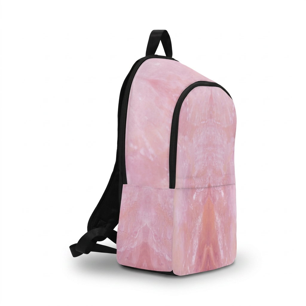 Rose quartz fabric backpack right side view