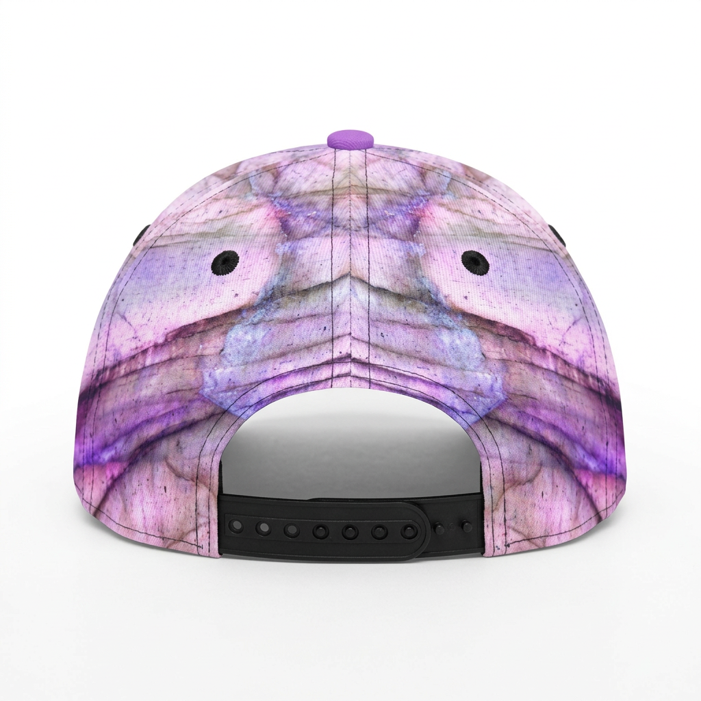 Back view of the crystal-pattern cap on white with soft shadowing