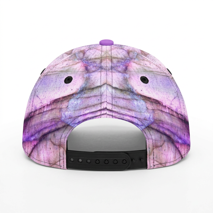 Back view of the crystal-pattern cap on white with soft shadowing