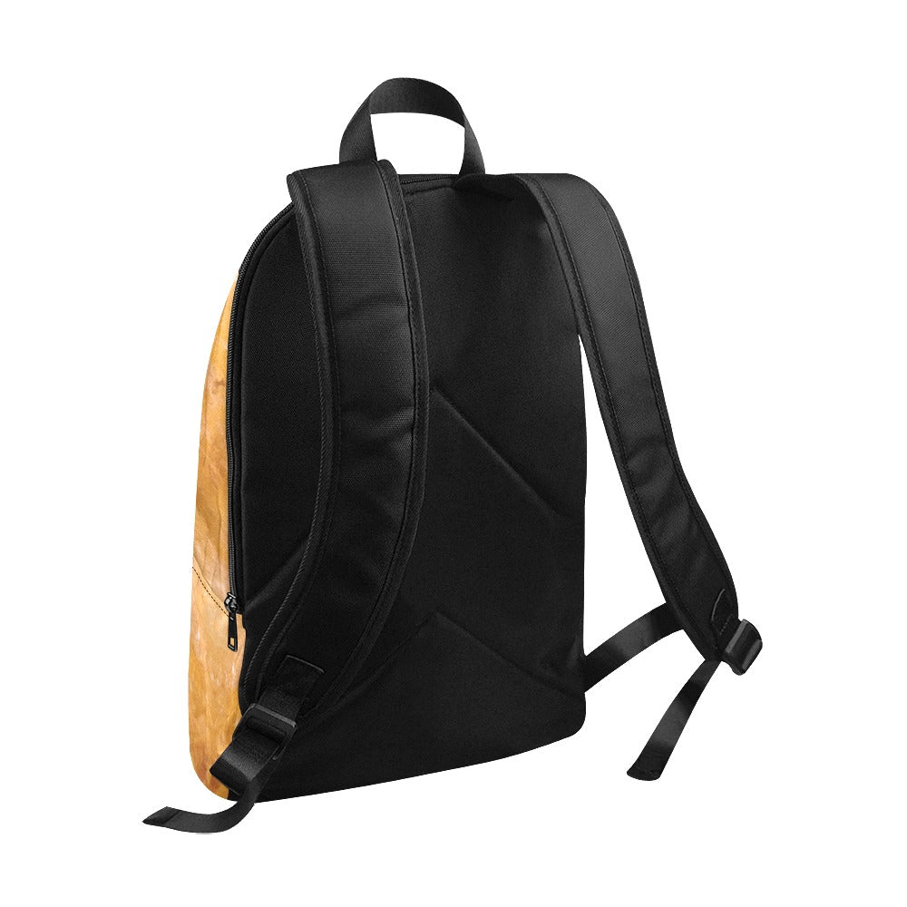 Citrine crystal art fabric backpack – back view, golden abundance wearable art | Crystal Apertures