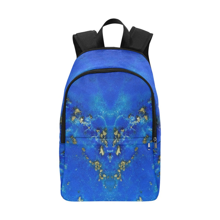 Lapis Lazuli crystal art fabric backpack – crystal print detail, deep blue wisdom wearable art | Crystal Apertures