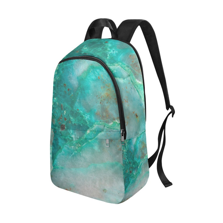 Quantum Quattro crystal art fabric backpack – right side view, multi-stone healing energy wearable art | Crystal Apertures