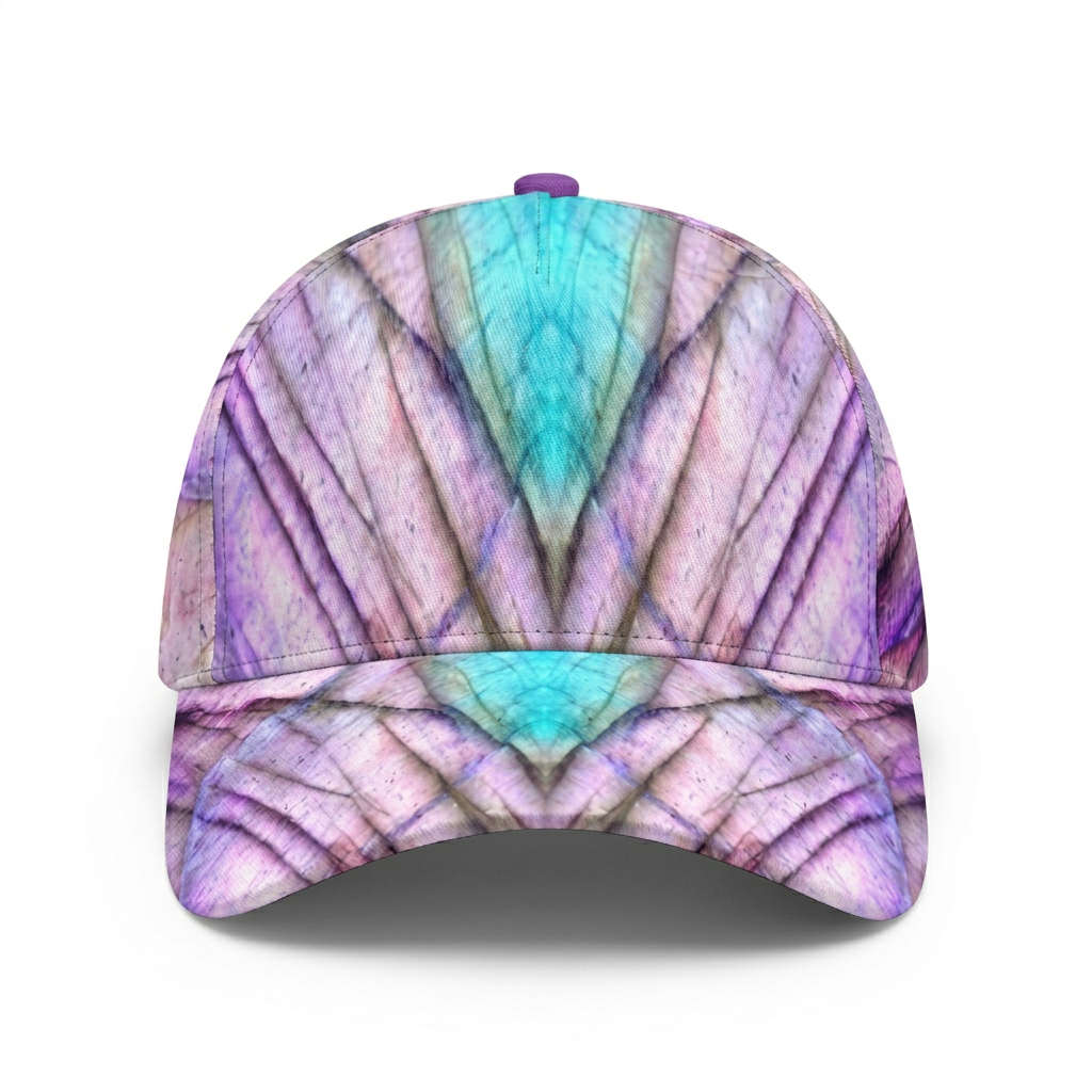 Front view of the crystal-pattern cap on white with soft shadowing
